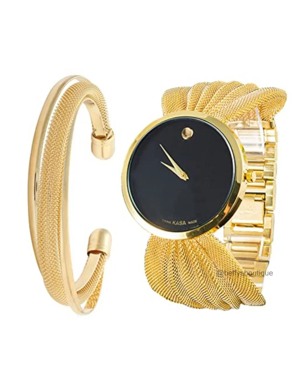 Women's Quartz Watch and Bracelet Set with Crystal Accent, Gift for Wife